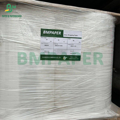 24gm 28gm Λευκό χαρτί περιτύλιξης από άχυρο 27MM x 5000M Καλή αντοχή στη σύσφιξη