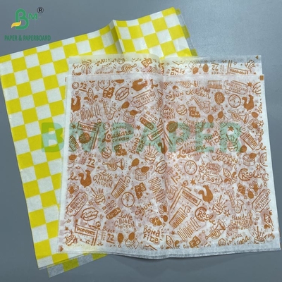 30gm 40gm Χαρτί περιτύλιξης χάμπουργκερ για τρόφιμα Σνακς Τσέπες κερί επικαλυμμένο με λάδι Αδιάβροχο