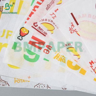 38gm Greaseproof Hamburger Τροφική συσκευασία Φαλακτοποιημένο χαρτί εκτυπώσιμο
